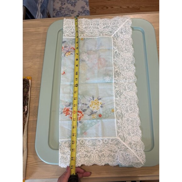 Vintage Japanese Kimono Scarf Kerchief Floral Lace Blue Hydrangea Gift Beautiful - Picture 6 of 12